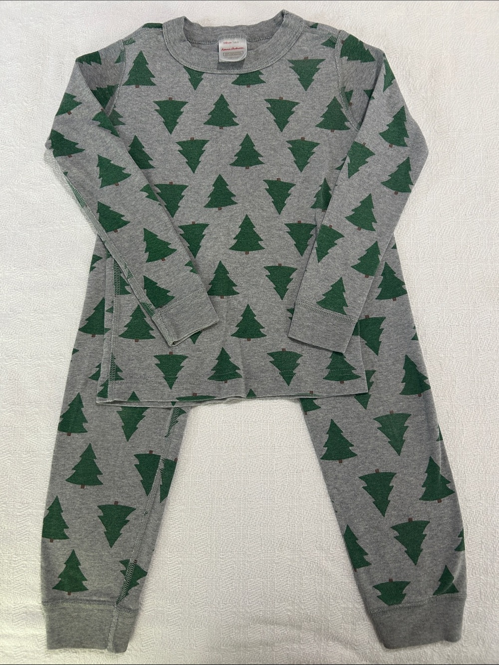 Hanna Andersson Holiday PJs Gray with Green Christmas Trees